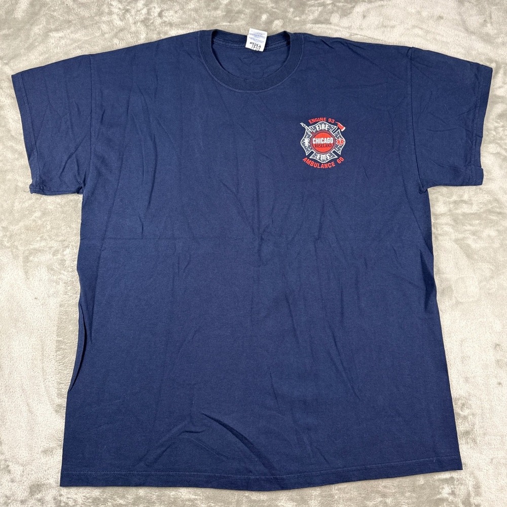 Gildan Chicago Fire Engine 93 Roseland Appetite For Action Navy Blue T-Shirt XL